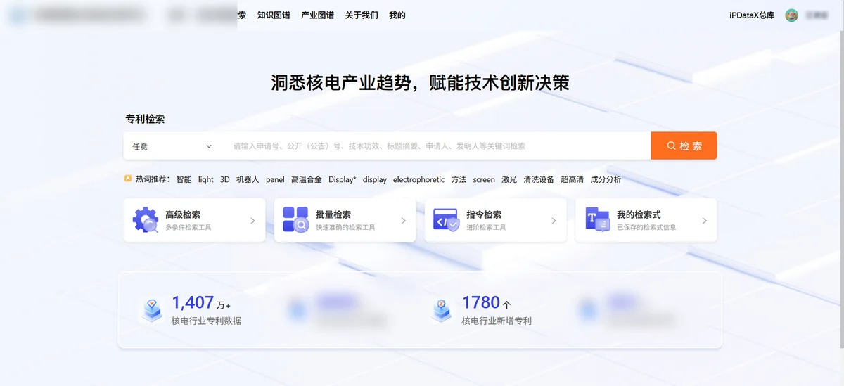 某集团专利大数据检索系统界面（示意图）
